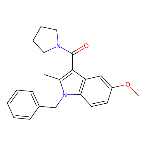 (1-benzyl-5-methoxy-2-methyl-1H-indol-3-yl)(pyrrolidin-1-yl)methanone structure