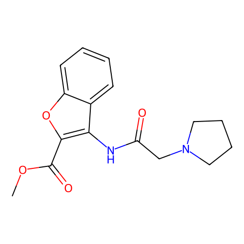 3-(2-Pyrrolidin-1-yl-acetylamino)-benzofuran-2-carboxylic acid methyl ester structure