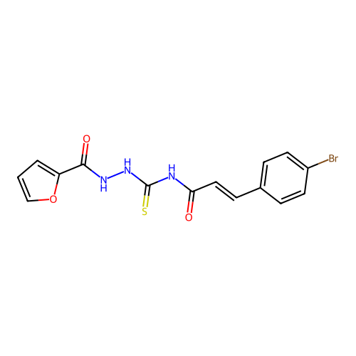 3-(4-bromophenyl)-N-(2-(furan-2-carbonyl)hydrazinecarbonothioyl)acrylamide structure