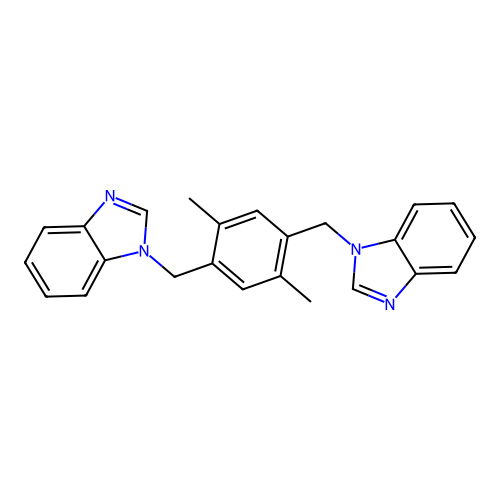 1,1'-[(2,5-dimethylbenzene-1,4-diyl)dimethanediyl]bis(1H-benzimidazole) structure