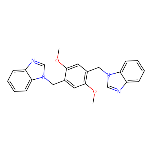 1,1'-[(2,5-dimethoxybenzene-1,4-diyl)dimethanediyl]bis(1H-benzimidazole) structure