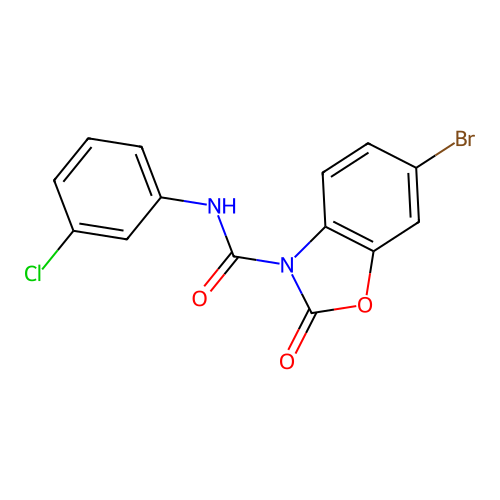 6-bromo-N-(3-chlorophenyl)-2-oxo-1,3-benzoxazole-3(2H)-carboxamide structure