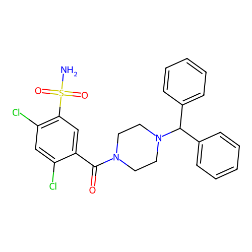 5-(4-Benzhydrylpiperazine-1-carbonyl)-2,4-dichlorobenzenesulfonamide structure