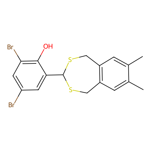 2,4-Dibromo-6-(7,8-dimethyl-1,5-dihydro-2,4-benzodithiepin-3-yl)phenol structure