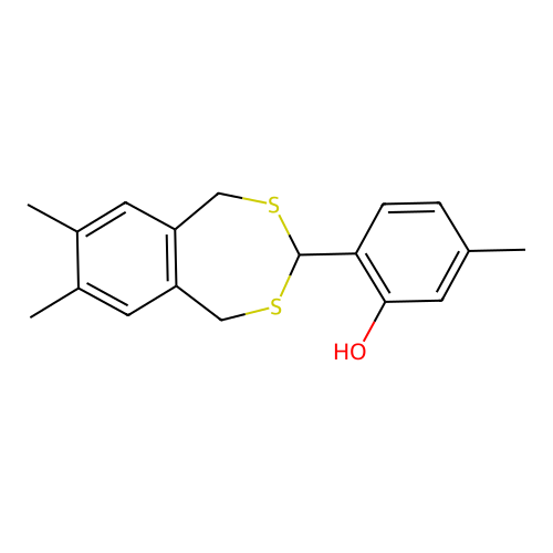 2-(7,8-Dimethyl-1,5-dihydro-2,4-benzodithiepin-3-yl)-5-methylphenol structure