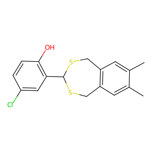 4-Chloro-2-(7,8-dimethyl-1,5-dihydro-2,4-benzodithiepin-3-yl)phenol structure