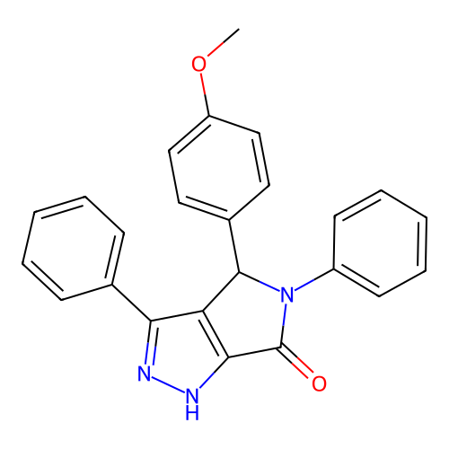 4-(4-methoxyphenyl)-3,5-diphenyl-4,5-dihydropyrrolo[3,4-c]pyrazol-6(1H)-one structure