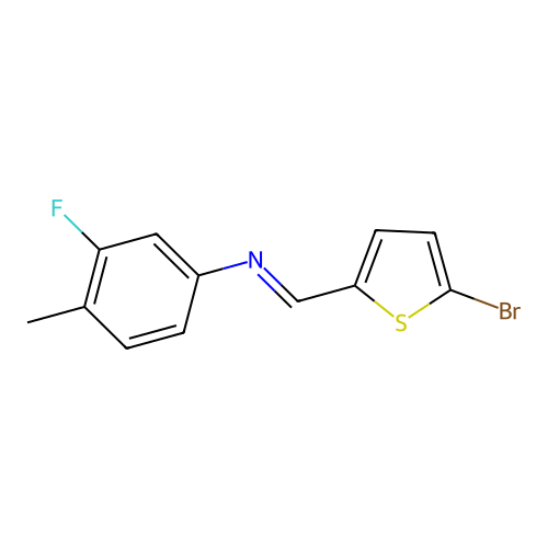 N-[(E)-(5-bromothiophen-2-yl)methylidene]-3-fluoro-4-methylaniline structure