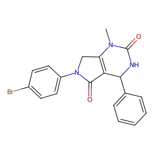 6-(4-bromophenyl)-1-methyl-4-phenyl-3,4,6,7-tetrahydro-1H-pyrrolo[3,4-d]pyrimidine-2,5-dione structure