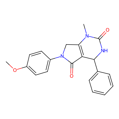 6-(4-methoxyphenyl)-1-methyl-4-phenyl-3,4,6,7-tetrahydro-1H-pyrrolo[3,4-d]pyrimidine-2,5-dione structure