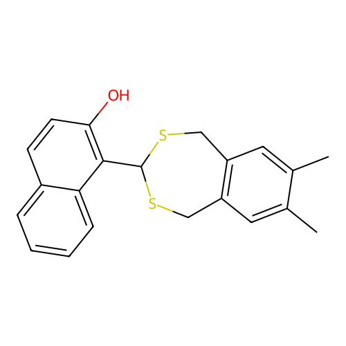 1-(7,8-Dimethyl-1,5-dihydro-2,4-benzodithiepin-3-yl)naphthalen-2-ol structure