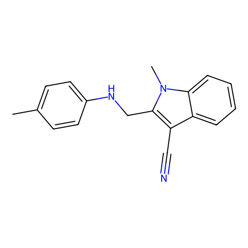 1-methyl-2-{[(4-methylphenyl)amino]methyl}-1H-indole-3-carbonitrile structure