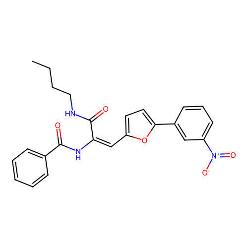 N-{1-[(butylamino)carbonyl]-2-[5-(3-nitrophenyl)-2-furyl]vinyl}benzamide structure