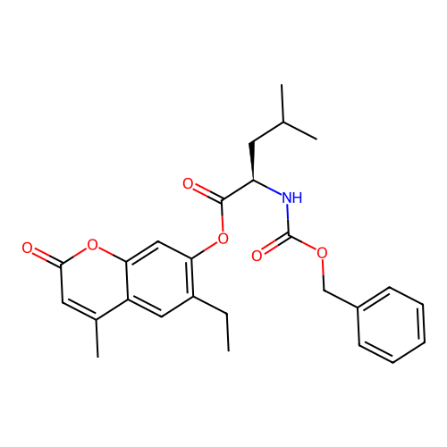 6-ethyl-4-methyl-2-oxo-2H-chromen-7-yl N-[(benzyloxy)carbonyl]-D-leucinate structure