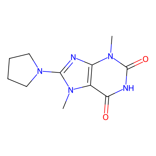 3,7-Dimethyl-8-pyrrolidin-1-yl-3,7-dihydro-purine-2,6-dione structure