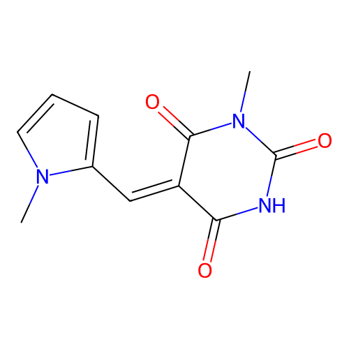 (5Z)-1-methyl-5-[(1-methyl-1H-pyrrol-2-yl)methylidene]pyrimidine-2,4,6(1H,3H,5H)-trione structure