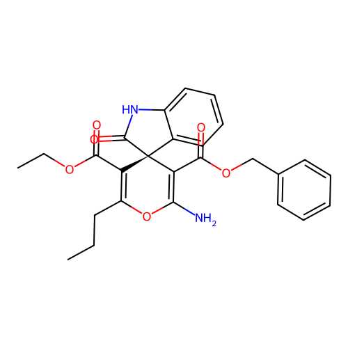 (S)-3'-benzyl 5'-ethyl 2'-amino-2-oxo-6'-propylspiro[indoline-3,4'-pyran]-3',5'-dicarboxylate structure
