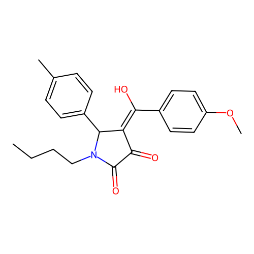 1-butyl-3-hydroxy-4-(4-methoxybenzoyl)-5-(p-tolyl)-1H-pyrrol-2(5H)-one structure
