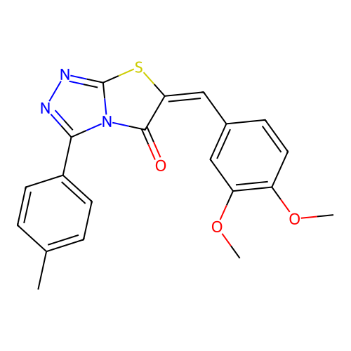 (E)-6-(3,4-dimethoxybenzylidene)-3-(p-tolyl)thiazolo[2,3-c][1,2,4]triazol-5(6H)-one structure