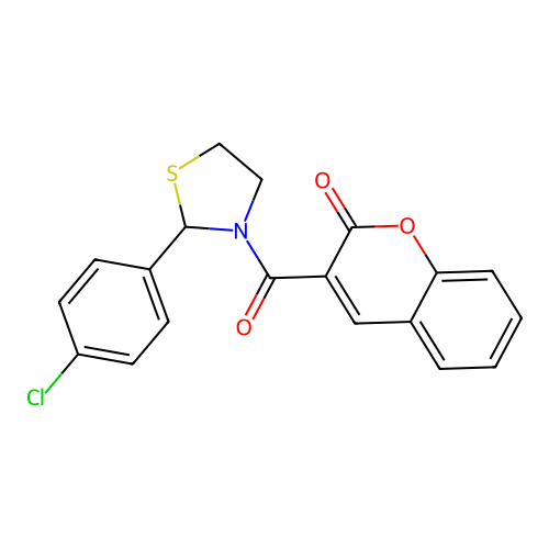 3-{[2-(4-chlorophenyl)-1,3-thiazolidin-3-yl]carbonyl}-2H-chromen-2-one structure