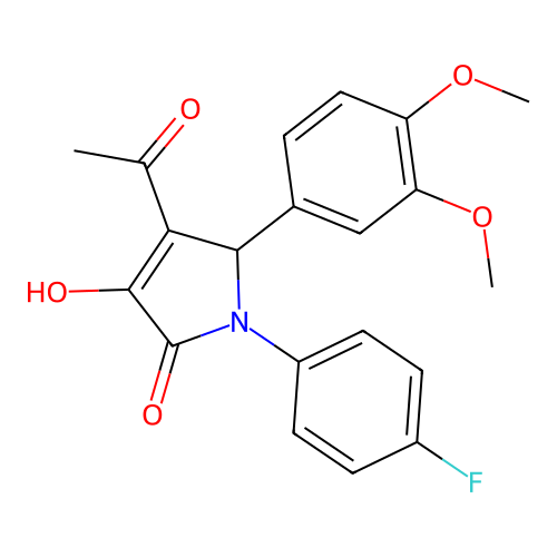4-acetyl-5-(3,4-dimethoxyphenyl)-1-(4-fluorophenyl)-3-hydroxy-1,5-dihydro-2H-pyrrol-2-one structure