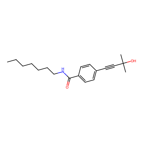 N-heptyl-4-(3-hydroxy-3-methylbut-1-yn-1-yl)benzamide structure