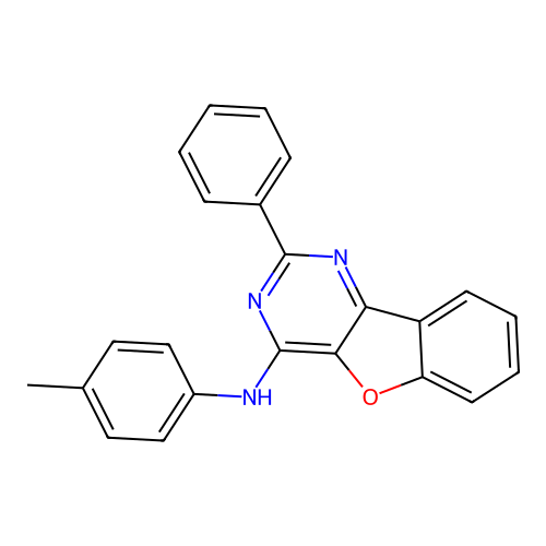 N-(4-methylphenyl)-2-phenyl[1]benzofuro[3,2-d]pyrimidin-4-amine structure