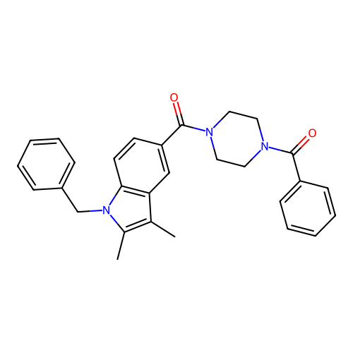 2,3-Dimethyl-1-benzylindol-5-yl 4-(phenylcarbonyl)piperazinyl ketone structure