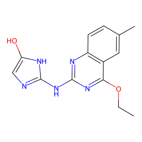2-[(4-ethoxy-6-methylquinazolin-2-yl)amino]-1H-imidazol-5-ol structure