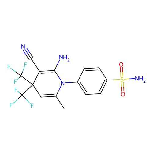4-(2-Amino-3-cyano-6-methyl-4,4-bis(trifluoromethyl)-1(4H)-pyridinyl)benzenesulfonamide # structure