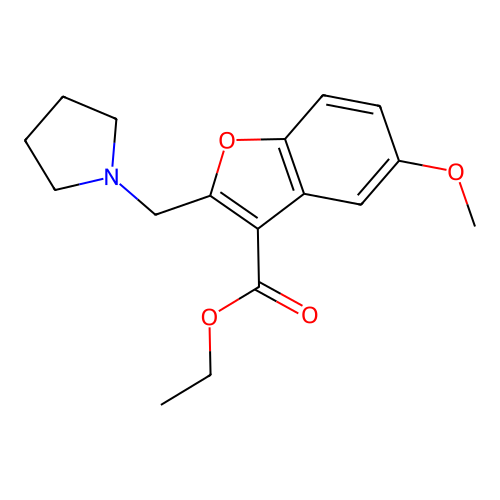 Ethyl 5-methoxy-2-(pyrrolidin-1-ylmethyl)-1-benzofuran-3-carboxylate structure