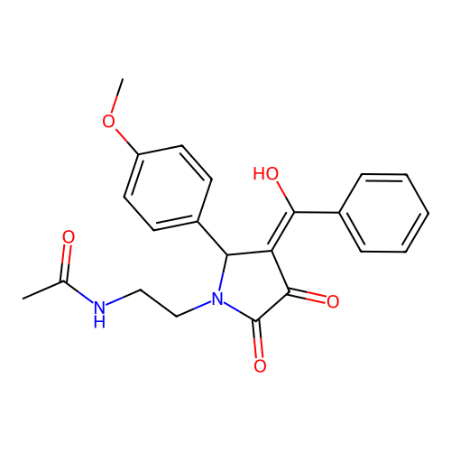 N-[2-[(3E)-3-[hydroxy(phenyl)methylidene]-2-(4-methoxyphenyl)-4,5-dioxopyrrolidin-1-yl]ethyl]acetamide structure