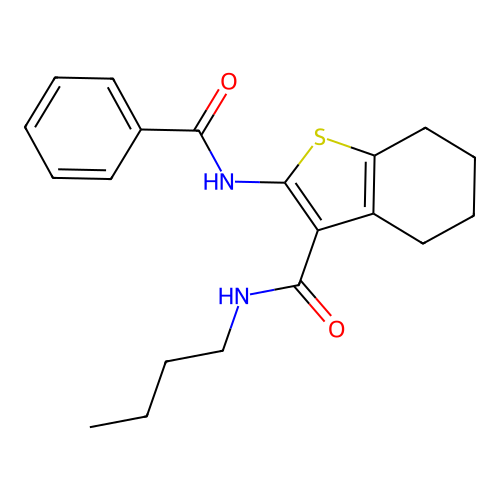2-Benzamido-N-butyl-4,5,6,7-tetrahydro-1-benzothiophene-3-carboxamide structure