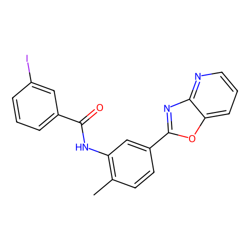 3-iodo-N-[2-methyl-5-([1,3]oxazolo[4,5-b]pyridin-2-yl)phenyl]benzamide structure