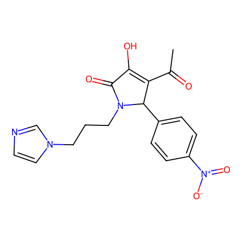 3-Acetyl-4-hydroxy-1-(3-imidazolylpropyl)-2-(4-nitrophenyl)-5-oxo-3-pyrroline structure