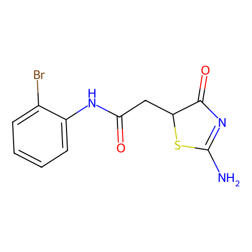 N-(2-bromophenyl)-2-(2-imino-4-oxo-1,3-thiazolidin-5-yl)acetamide structure