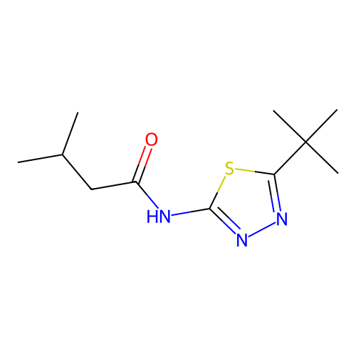 N-(5-tert-butyl-1,3,4-thiadiazol-2-yl)-3-methylbutanamide structure