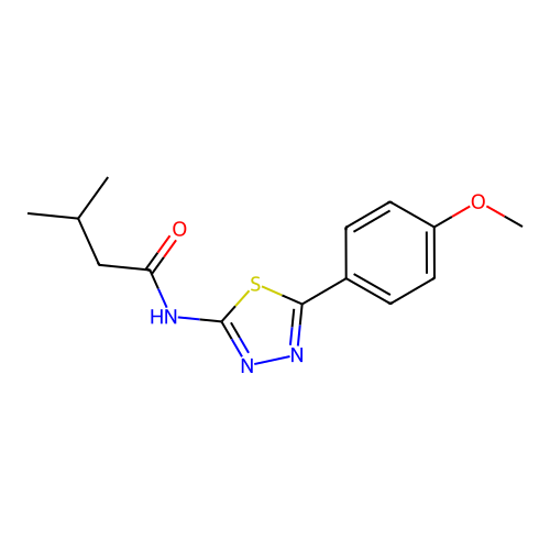 N-[5-(4-methoxyphenyl)-1,3,4-thiadiazol-2-yl]-3-methylbutanamide structure