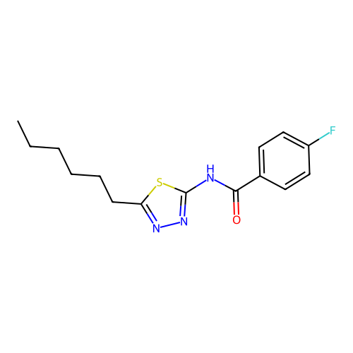 4-fluoro-N-(5-hexyl-1,3,4-thiadiazol-2-yl)benzamide structure