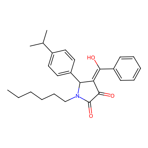 4-benzoyl-1-hexyl-3-hydroxy-5-(4-isopropylphenyl)-1H-pyrrol-2(5H)-one structure