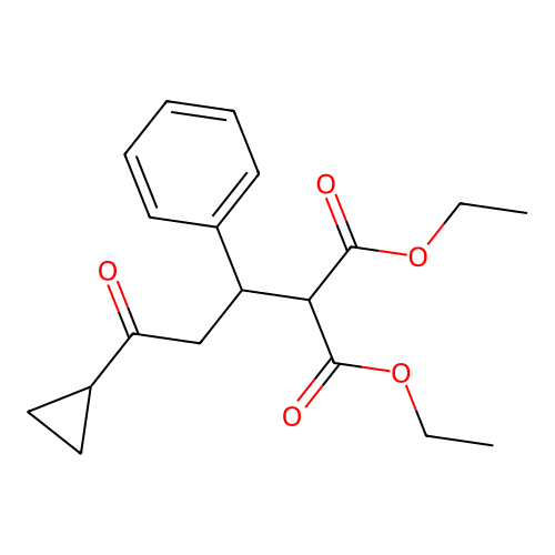 Diethyl 2-(3-cyclopropyl-3-oxo-1-phenylpropyl)malonate structure