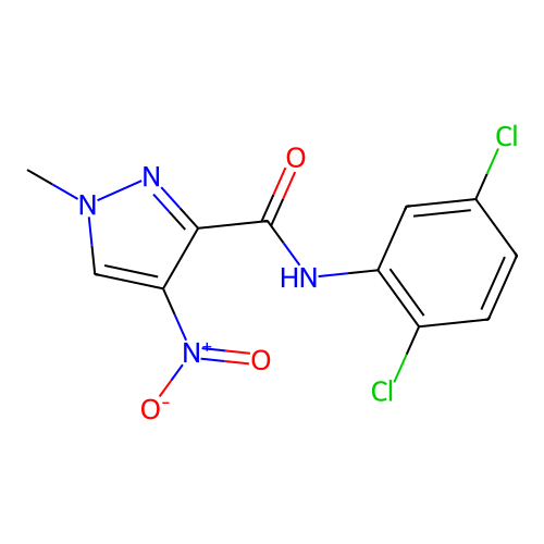 N-(2,5-dichlorophenyl)-1-methyl-4-nitro-1H-pyrazole-3-carboxamide structure