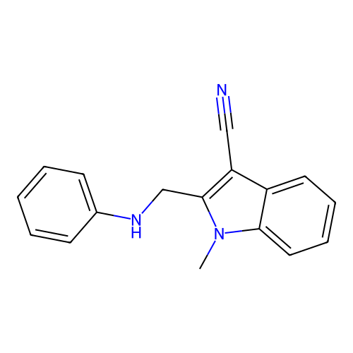 Indole-3-carbonitrile, 1-methyl-2-phenylaminomethyl- structure