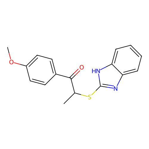 2-(1H-benzimidazol-2-ylsulfanyl)-1-(4-methoxyphenyl)propan-1-one structure