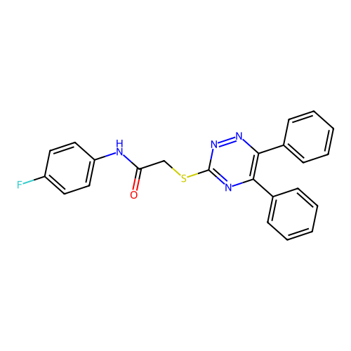 2-((5,6-Diphenyl-1,2,4-triazin-3-YL)thio)-N-(4-fluorophenyl)acetamide structure