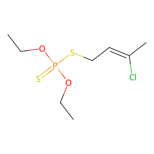 Phosphorodithioic acid, S-(3-chloro-2-butenyl) O,O-diethyl ester structure