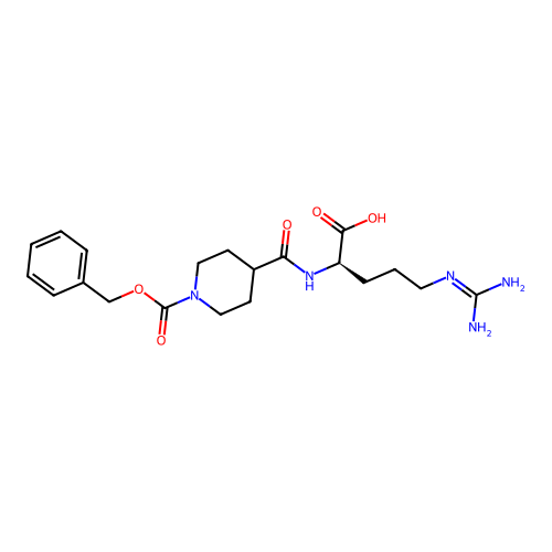 N~2~-({1-[(benzyloxy)carbonyl]piperidin-4-yl}carbonyl)-D-arginine structure