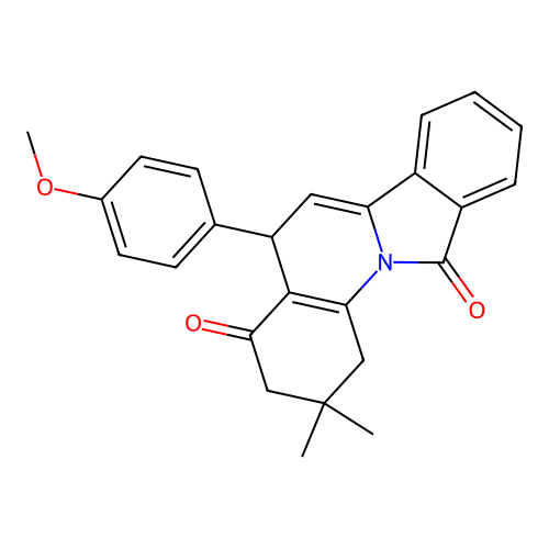 5-(4-methoxyphenyl)-2,2-dimethyl-1,2,3,5-tetrahydroisoindolo[2,1-a]quinoline-4,11-dione structure