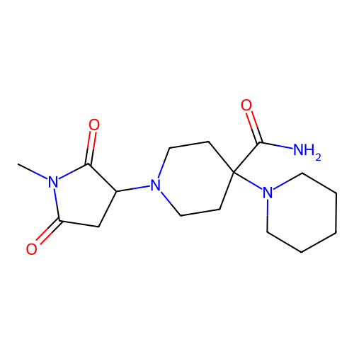 1'-(1-Methyl-2,5-dioxopyrrolidin-3-yl)-1,4'-bipiperidine-4'-carboxamide structure