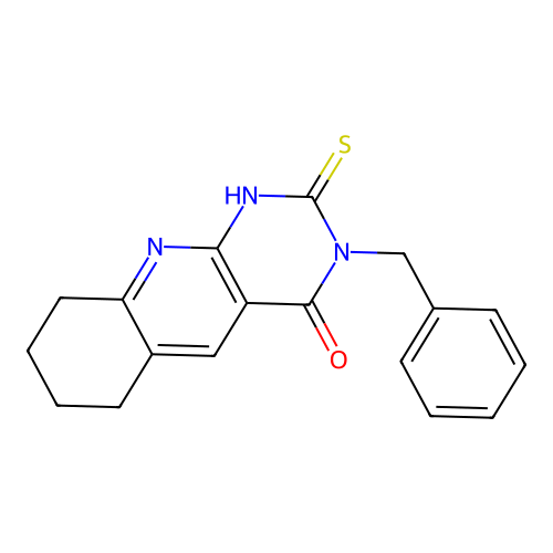3-benzyl-2-sulfanyl-6,7,8,9-tetrahydropyrimido[4,5-b]quinolin-4(3H)-one structure
